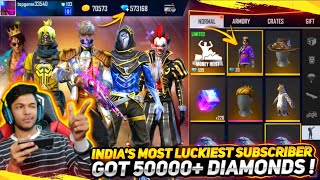 Indias Luckiest Subscriber Got 50000 Diamonds From Me  OMG😱😱😱REACTION  At Garena Free Fire [upl. by Calloway90]