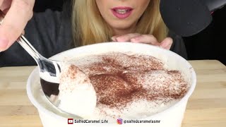 Salted Caramel ASMR White chocolate profiteroles mukbang bites only [upl. by Nairad661]