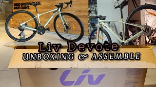 UNBOXING  ASSEMBLE  2021 LIV DEVOTE 1 Desert Sage GRAVEL BIKE FOR WOMEN  WEIGHT [upl. by Assilam]