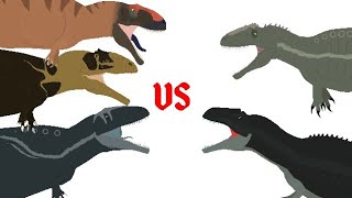 Tyrannotitan vs Mapusaurus vs Acrocanthosaurus vs Giganotosaurus vs CarcharodontosaurusANIMATION [upl. by Sergent]