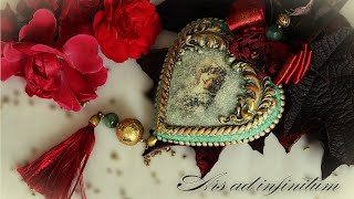 Medalion serce w stylu vintage  Heart locket in vintage style Decoupage [upl. by Mannuela926]