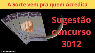 CONCURSO LOTOFACIL 3012 ANÁLISE E GRÁFICOS [upl. by Ateuqram]