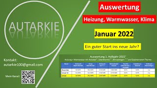 Auswertung Januar 2022 Heizung Warmwasser Klima  Ein guter Start in 2022 Autarkie  Folge 139 [upl. by Naresh]