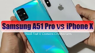 Samsung A51 Vs iPhone X Speed Test  Camera Comparison😊👌 [upl. by Ahsiuqet]