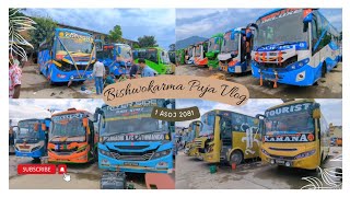 BISHWOKARMA PUJA VLOG  Nepal long route buses Puja [upl. by Virendra]