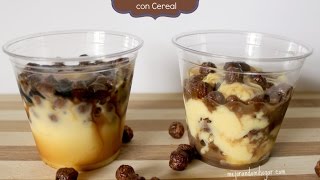 Vasitos inspirados en Chocoflan o Pastel Imposible con Cereal [upl. by Einallem315]