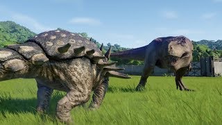 Nodosaurus and Polacanthus VS The BIG 5 TRex Indominus Rex Spinosaurus Giga and Carcha [upl. by Ydnas]