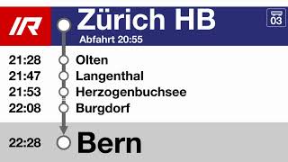 SBB Ansagen » IR Zürich HB — Bern 2023  mit Wynigen  SLBahnen [upl. by Shanks]