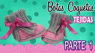 Botas coquetas para niña Tejidas a Crochet  parte 12 [upl. by Adriaens176]