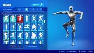 Silver Surfer Skin Showcase with All Fortnite Dances amp Emotes [upl. by Aleksandr]