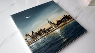 How to paint cityscape  Easy acrylic painting for beginners  Step by step painting tutorial [upl. by Yim]