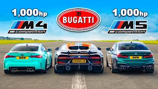 Bugatti Chiron Super Sport v 1000hp BMW M4 and M5 DRAG RACE [upl. by Patten545]