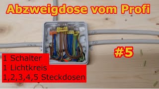 Abzweigdose verdrahten👍 Einfach  1 Schalter  1 Lampen  Steckdose  Tutorial 5  ✅ EleKtrOniXxX✅ [upl. by Surat]