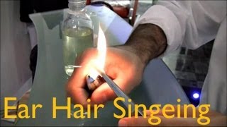 ✄ Barber Tutorials 3  How To Prepare For Ear Hair Singeing [upl. by Solracesoj]