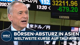 JAPAN BörsenBeben Black Monday in Asien NikkeiCrash schickt weltweite Kurse auf Talfahrt [upl. by Aivul]