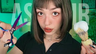 ASMR A FILHA DO BARBEIRO CORTA SEU CABELO ✂️ [upl. by Arraes634]