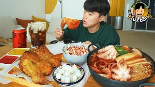 ASMR MUKBANG 직접 만든 짜장 버섯 해물찜 소세지 치킨먹방 amp 레시피 SPICY SEAFOOD AND FRIED CHICKEN EATING SOUND [upl. by Orton163]