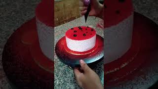 Redvelvet cake design video youtubeshorts shortvideo birthdaycake [upl. by Rossie]