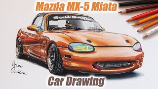 Mazda MX5 Miata Realistic Car Drawing [upl. by Ifen967]