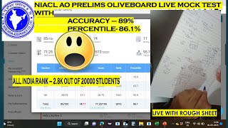 NIACL AO Prelims LIVE TEST Oliveboard 2023 Solution 88 accuracy  How To attempt with Rough sheet [upl. by Joacimah774]