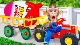 Monkey Challenge Drives Truck Full of Kinder Joy Eggs to Eat Yummy Meal  Tipi Monkey [upl. by Aiyotal852]