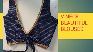 V NECK BLOUSE BACK DESIGNE CUTTING AND STTICHING FULL VIDEO fashionfancyvneckdesigNdesign [upl. by Leckie]