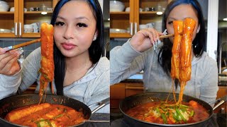 giant cheesy rice cakes mukbang [upl. by Maurise]