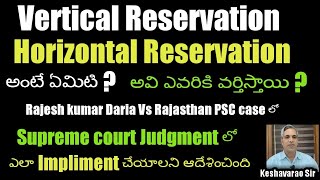 Vertical Horizontal Reservation Rajeshkumar Vs Rajasthan PSC Case లో Supreme Court ఏమిDirections [upl. by Yarw72]