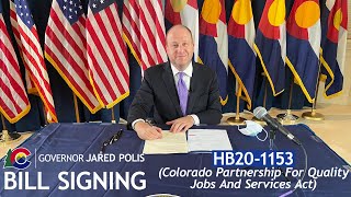 Governor Polis Signs HB201153 Colorado Partnership For Quality Jobs And Services Act [upl. by Illona]