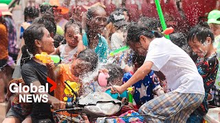 Thailand’s annual Songkran water festival kicks off with a splash in Bangkok [upl. by Rosco]