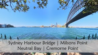 Walking Milsons Point Kirribilli to Cremorne Point  Sydney Harbour  360° Video  Slow TV [upl. by Anavoj745]