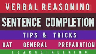 Sentence Completion mcqs  Tricks amp techniques  Verbal Reasoning [upl. by Pritchett]