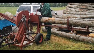 Самодельная пила для дров в работеHomemade firewood saw in action [upl. by Aicirtam102]