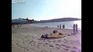 Seaplane landing close to the beach [upl. by Tenn]