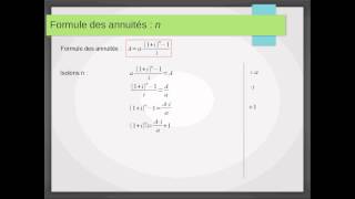 Mathématiques financières  22  annuités transformations de la formule [upl. by Odab258]