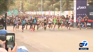 26000 runners take to the streets for Los Angeles Marathon [upl. by Silda]