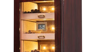 Woodronic LED Lighted Cigar Humidor Cabinet Ebony Finish 100150 CT [upl. by Ariek568]