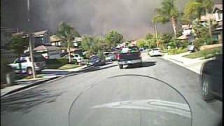 Yorba Linda Orange County Fire from leaving driveway with helmet camera [upl. by Eylk]