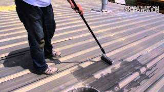 Roof Coating Restoration over Metal Application Instructions [upl. by Malvin]