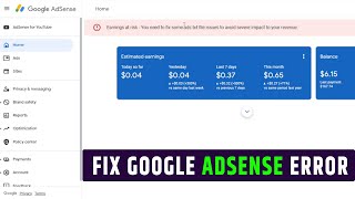 Fix AdSense Error  Earnings at risk You need to fix some ads txt file issues to avoid severe impact [upl. by Nikal]