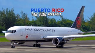 Incredible Plane Spotting at San Juan Airport  Air Canada B767300F amp More 7152023 [upl. by Salmon]