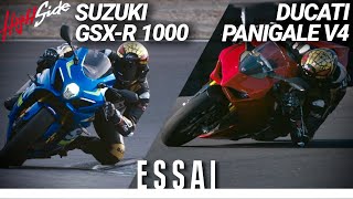 ESSAI  Suzuki GSXR 1000 et Ducati Panigale V4  Deux philosophies dhypersportives [upl. by Eenttirb]