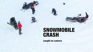 Snowmobile crash caught on camera Epic snowmobile fail [upl. by Ambrosius246]