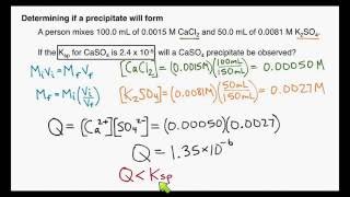 Example Determining Whether a Precipitate Will Form Solubility Equilibrium 3 [upl. by Naginnarb]