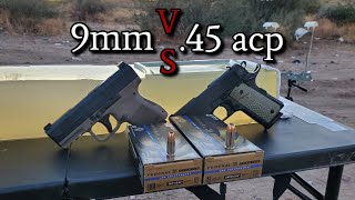 9mm VS 45 acp Ballistics Gel Test [upl. by Hubert]