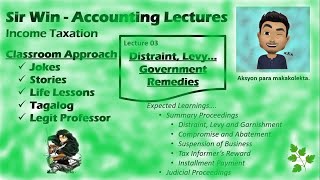 Lecture 03 Summary Proceedings Distraint Levy etc Government Tax Remedies Income Taxation [upl. by Goddord]