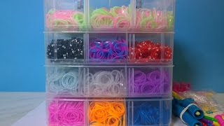 My New Rainbow Loom 7200 pc Big Rubber Bands Box Unboxing 4 Layer Big Box luminous glitter bands [upl. by Gazo259]