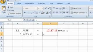 Excel Formula Acre  Meter sq [upl. by Leagiba]