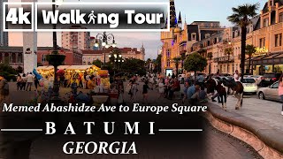 Memed Abashidze Ave to Europe Square Batumi Georgia Walking Tour 4K UHD 60fps [upl. by Aneleve]