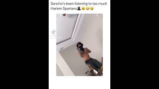 Jadon Sancho listening to Harlem Spartans 🥷🏿 drill shorts [upl. by Dnalor]